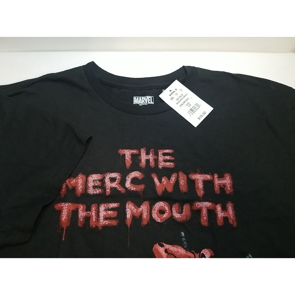 Marvel Deadpool The Merc With The Mouth Graphic T-Shirt‎ Black Mens Large NWT